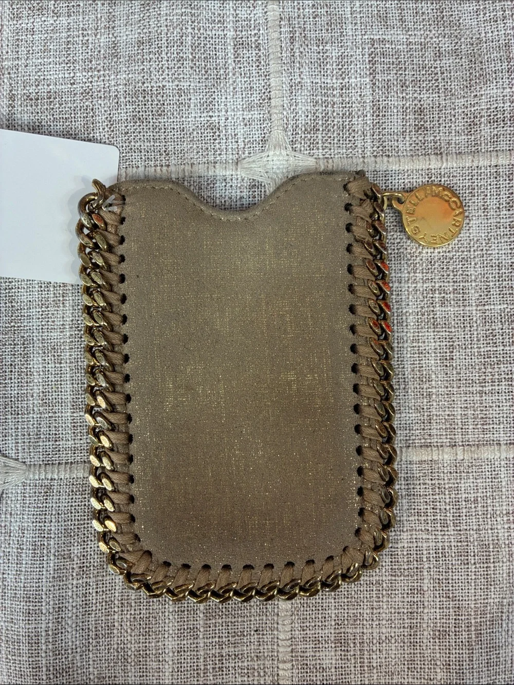 Authentic Stella McCartney IPhone Card Case Falabella Calf Gold  Metallic Taupe